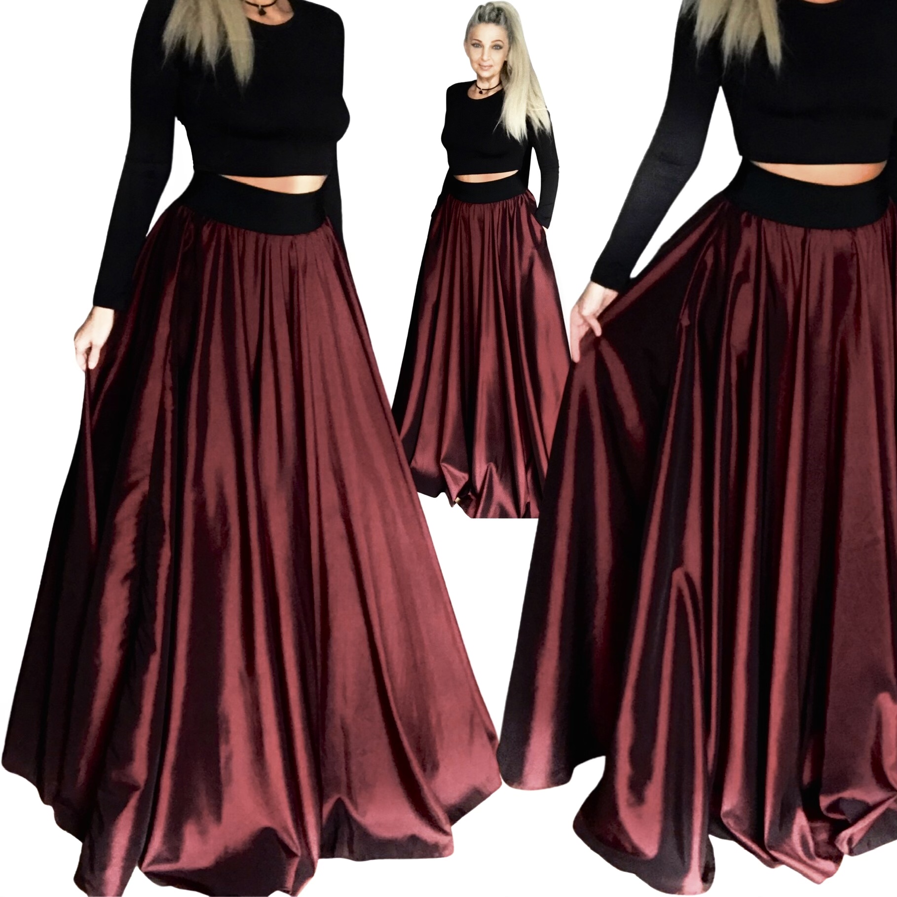 Dlouhá sukně - maxi sukně červená tmavá BOROS DR-L-RD01